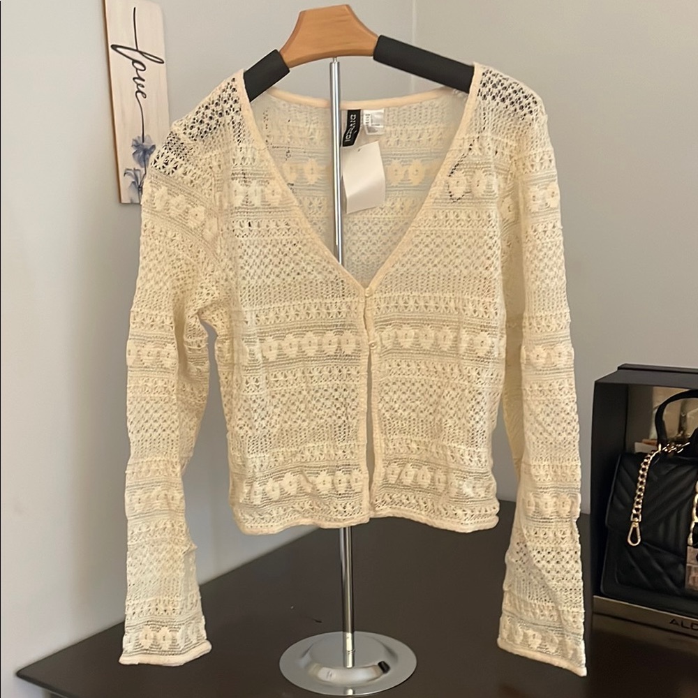 Cream Crochet Women's Sweater